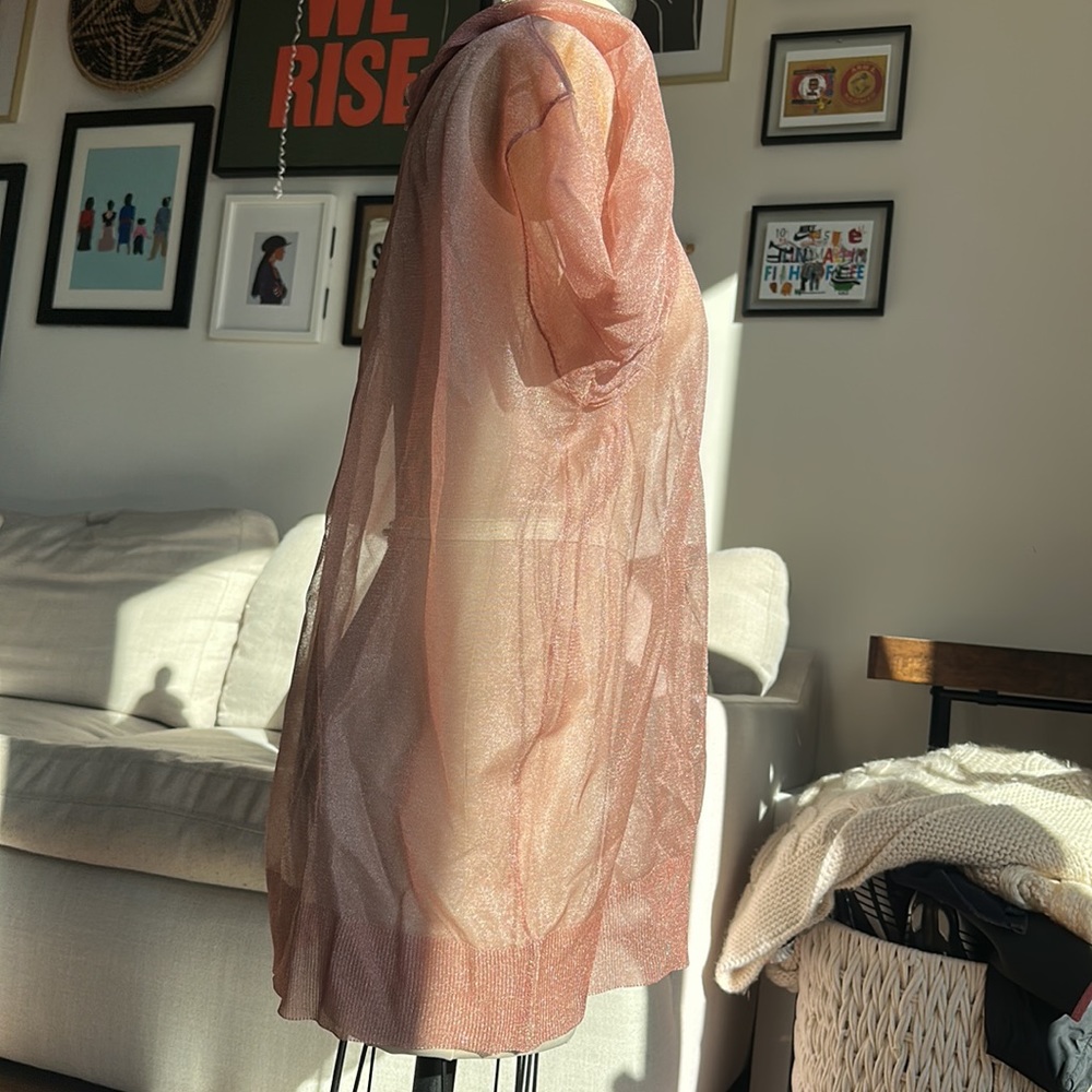 Zara Semi Sheer Knit Top Sz L - Mauve Pink - Picture 2 of 4